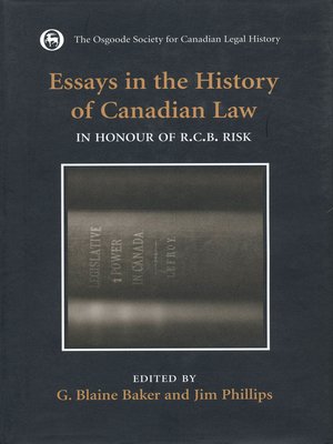 cover image of Essays in the History of Canadian Law, Volume VIII